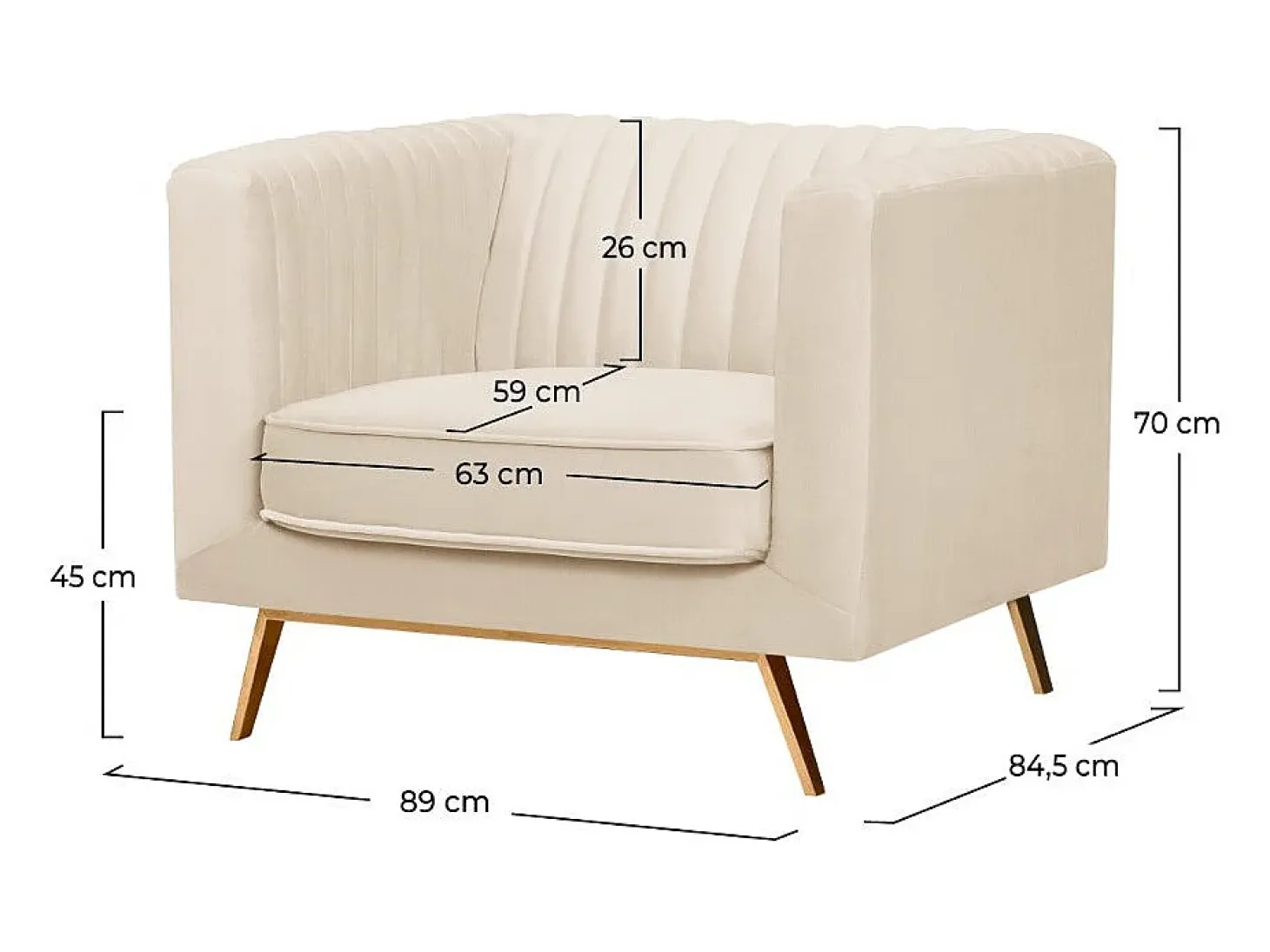 Sillón de terciopelo beige - Gatsby