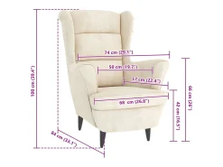Sillón de terciopelo blanco crema