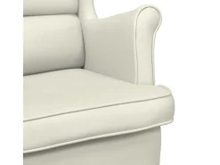 Sillón de terciopelo blanco crema
