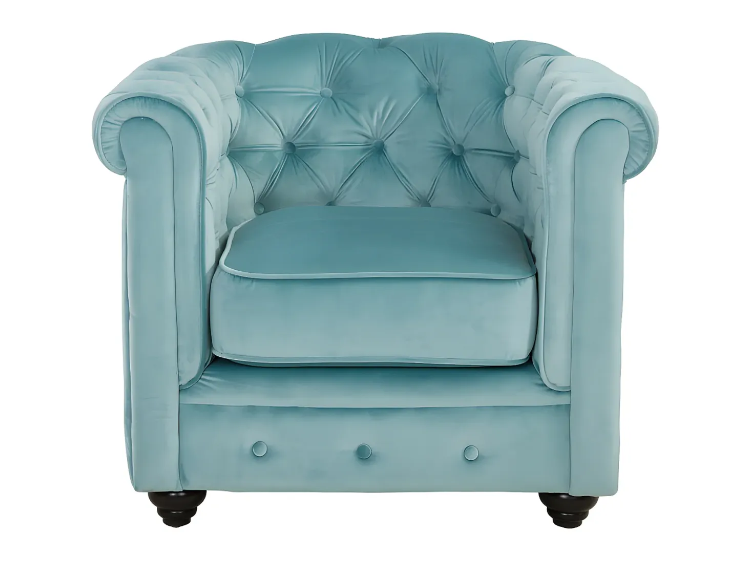 Sillón de terciopelo color azul pastel CHESTERFIELD