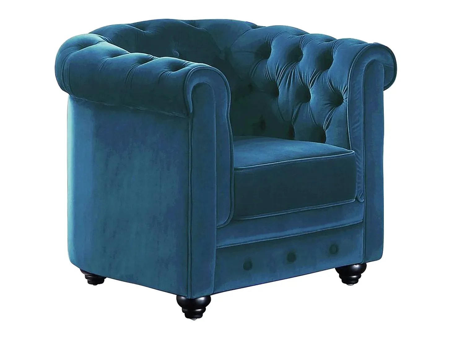 Sillón de terciopelo color Verde azulado CHESTERFIELD