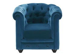 Sillón de terciopelo color Verde azulado CHESTERFIELD