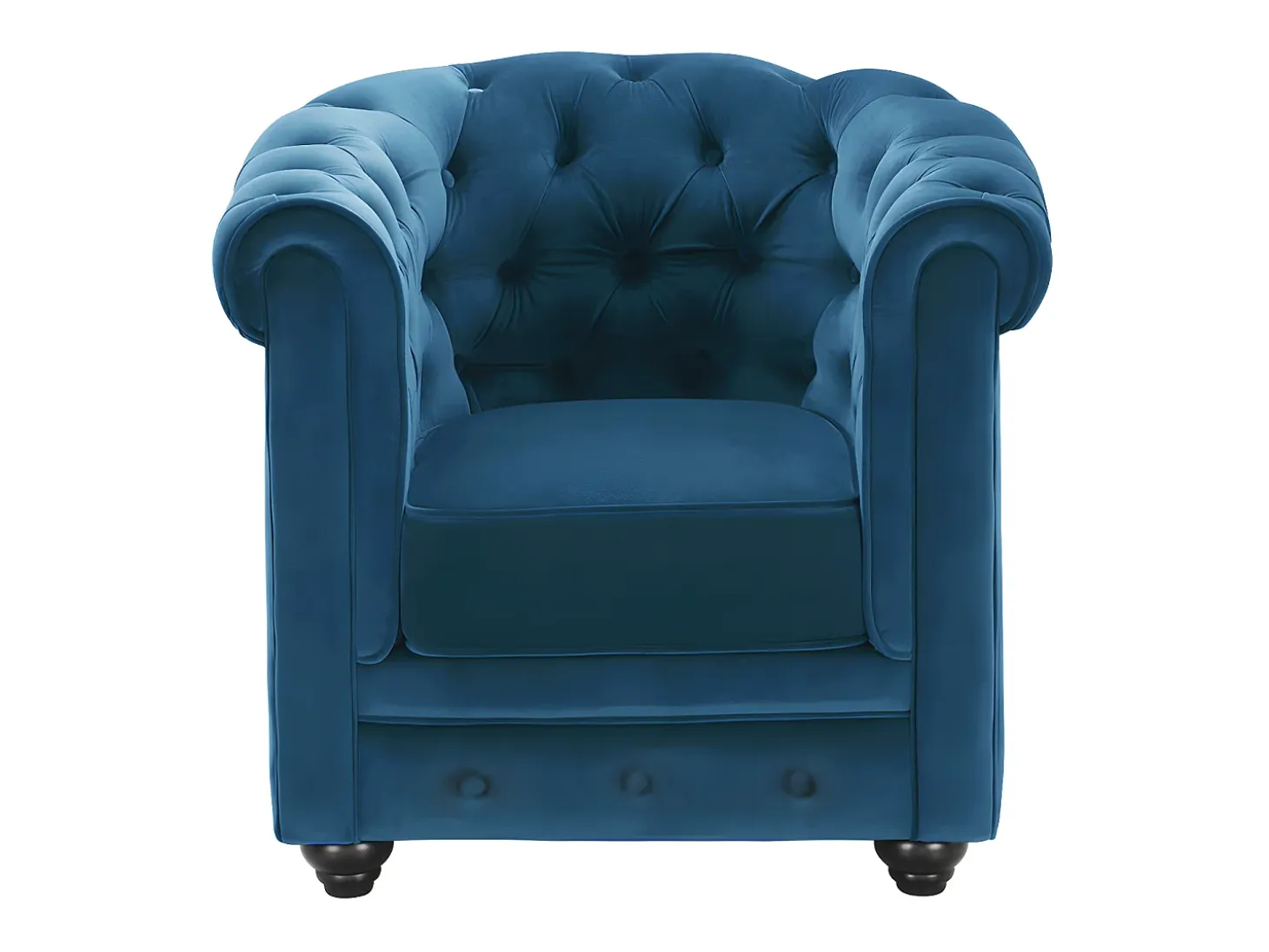 Sillón de terciopelo color Verde azulado CHESTERFIELD