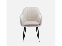 Sillón de terciopelo con patas de metal blanco roto