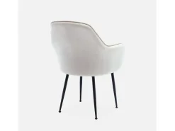 Sillón de terciopelo con patas de metal blanco roto