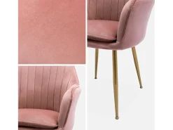 Sillón de terciopelo con patas de metal rosa viejo
