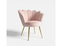 Sillón de terciopelo elegante con patas doradas Nivara - Rosa