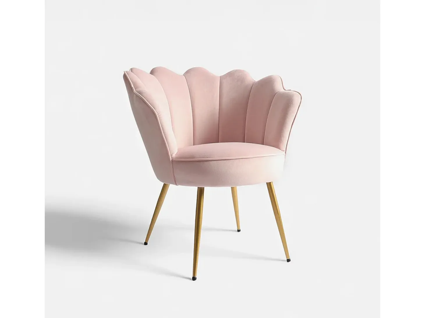 Sillón de terciopelo elegante con patas doradas Nivara - Rosa