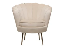 Sillón de terciopelo "Floria" - 75 x 68 x 77,5cm - Beige
