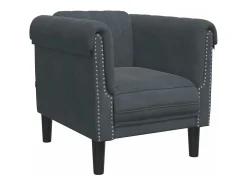 Sillón de terciopelo gris oscuro
