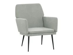 Sillón de terciopelo gris claro 62x79x79 cm ES73863