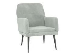 Sillón de terciopelo gris claro 62x79x79 cm