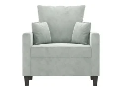 Sillón de terciopelo gris claro 60 cm