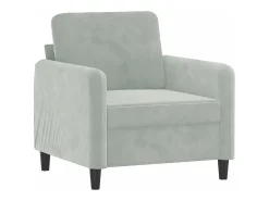 Sillón de terciopelo gris claro 60 cm