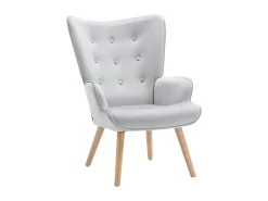 Sillón de terciopelo gris capitoné. Estilo escandinavo. VATELY