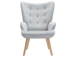 Sillón de terciopelo gris capitoné. Estilo escandinavo. VATELY