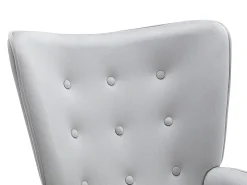 Sillón de terciopelo gris capitoné. Estilo escandinavo. VATELY