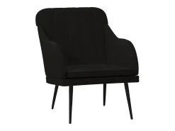 Sillón de terciopelo negro 63x76x80 cm