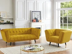 Sillón de terciopelo ocre - SAMANTHA II