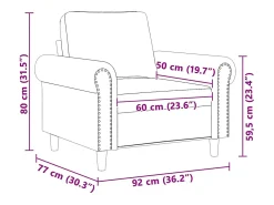 Sillón de terciopelo rojo tinto 60 cm