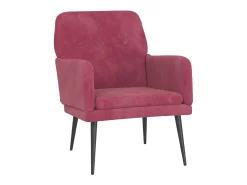 Sillón de terciopelo rojo tinto 62x79x79 cm
