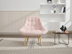 Sillón de terciopelo rosa estilo escandinavo capitoné LUOSTO
