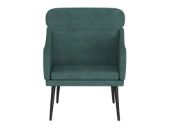 Sillón de terciopelo verde oscuro 63x76x80 cm