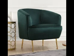 Sillón de terciopelo verde DAVIS - Patas doradas - Cómodo y elegante