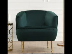 Sillón de terciopelo verde DAVIS - Patas doradas - Cómodo y elegante