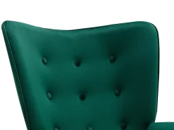 Sillón de terciopelo verde capitoné. Estilo escandinavo. VATELY