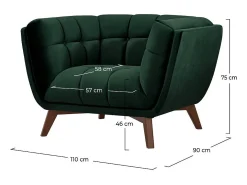Sillón de terciopelo verde oscuro - Mona