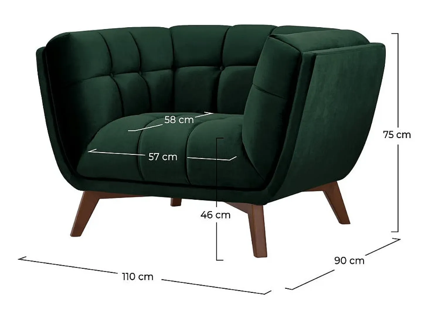 Sillón de terciopelo verde oscuro - Mona