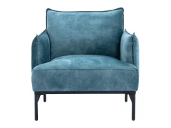 Sillón de terciopelo verde azulado estilo contemporáneo patas de metal negros JOEL