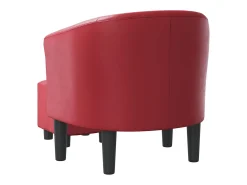 Sillón diseño de cubo con reposapiés cuero sintético rojo tinto