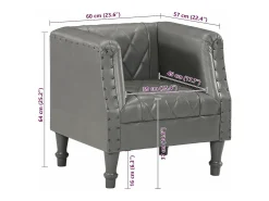 Sillón diseño de cubo cuero de cabra auténtico gris