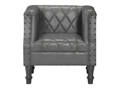 Sillón diseño de cubo cuero de cabra auténtico gris