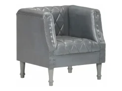 Sillón diseño de cubo cuero de cabra auténtico gris