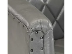 Sillón diseño de cubo cuero de cabra auténtico gris