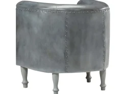Sillón diseño de cubo cuero auténtico gris ES28578