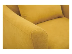 Sillón diseño tejido efecto terciopelo amarillo mostaza y roble KATE