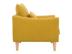 Sillón diseño tejido efecto terciopelo amarillo mostaza y roble KATE