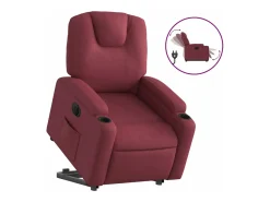 Sillón eléctrico reclinable elevable de tela rojo tinto