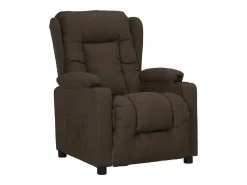 Sillón elevable tela marrón oscuro