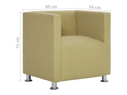 Sillón en forma de cubo de tela verde