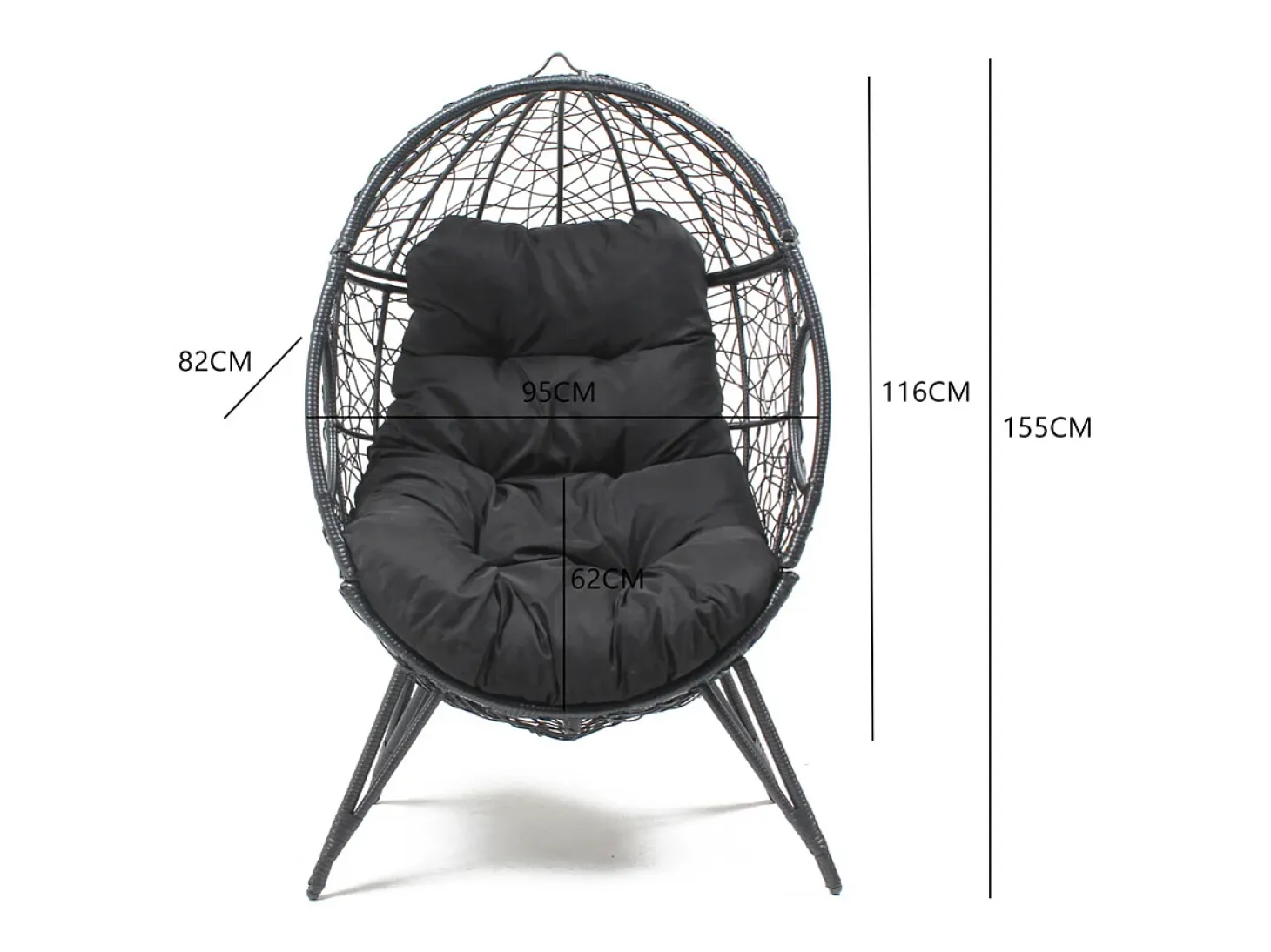 Sillón en forma de huevo resina efecto de ratán negro JANE