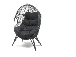 Sillón en forma de huevo resina efecto de ratán negro JANE