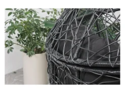 Sillón en forma de huevo resina efecto de ratán negro JANE