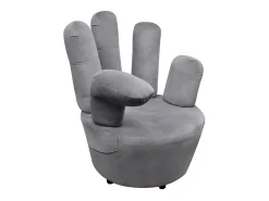 Sillón en forma de mano de terciopelo gris