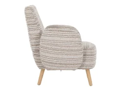 Sillón en tejido bouclé caqui - Patas de madera - Para salones, dormitorios y oficinas