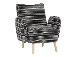 Sillón en tejido bouclé negro - Patas de madera - Para salones, dormitorios y oficinas